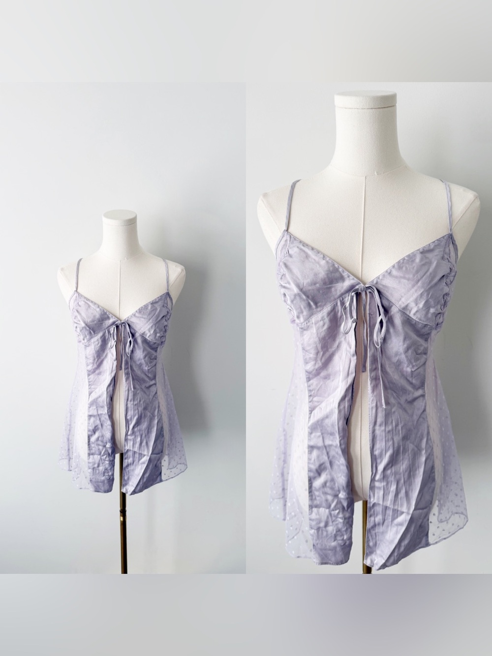 2000 Victoria’s Secret lavender 100% silk open front camisole